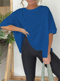 Round Neck Solid Color Basic T-shirt for Women