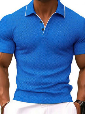 Men's Summer Casual Contrast Trim Short Sleeve Henry Shirts