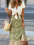 Ethnic Geometric Print Holiday Skirts for Ladies