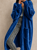 Womens Long Velvet Robe Soft Plush Outerwear with Pockets