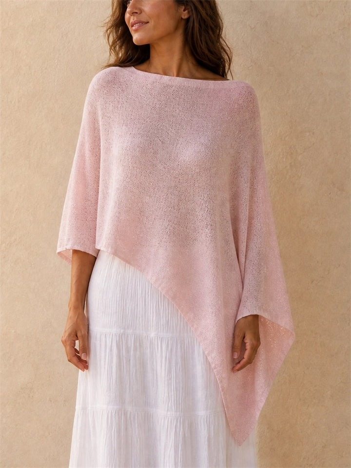 Womens Semi-Transparent Lightweight Knit Shawl Wrap Top Sleeveless Cape