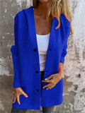 ‌Women's Autumn Simple Button Up Hooded Jackets with Pockets