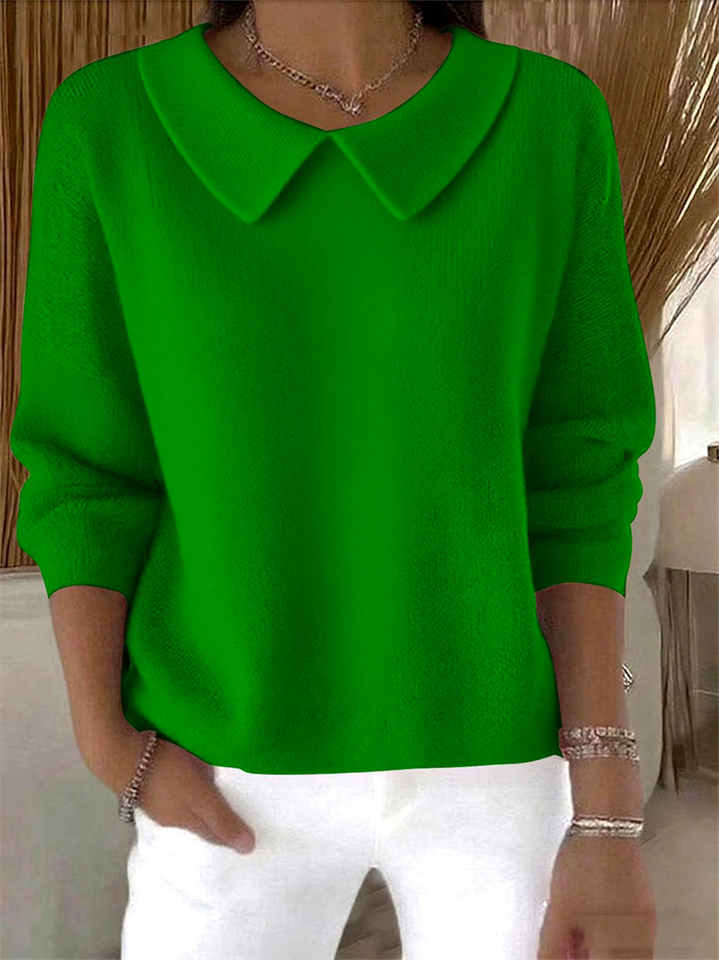 Women's Autumn Comfy Solid Color Peter Pan Collar Long Sleeve Shirts
