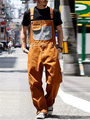 Street Casual Patch Pocket Oversize Jumpsuit for Men