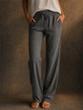 Women High Waist Elastic Casual Summer Wide Leg Pants
