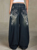 Women's Street Retro Y2K Style Embroidery Baggy Denim Pants