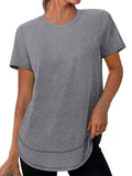 Women's Simple Summer Solid Color Pullover Round Neck Short Sleeve T-shirt