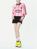 "Unusual Original" Letter Print Stripe Football T-shirt for Women