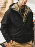 Men's Retro Long Sleeve Loose Hooded Outdoor Jacket