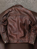 Men's Vintage Faux Leather Zip Up Fleece Lined Lapel Jackets