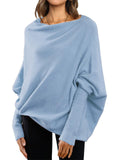 Ladies Oversized Batwing Sleeve Boatneck Knit Sweaters
