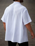 Men's Summer Texture Solid Color Button Up Short Sleeve Shirts