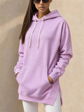 Women Casual Oversized Hoodie Long Sweatshirt with Side Slits