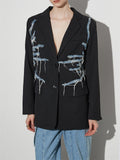 Women's Irregular Fringe Denim Patchwork Blazer Coats