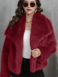 Women's Trendy Winter Solid Color Lapel Faux Fur Coats
