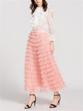 Women's Bow Multi-layer Ruffle Mesh Skirts