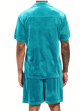 Summer Short Sleeved Button Up Velvet Outfits for Men