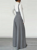 Women's Stylish Houndstooth Overall Jumpsuit High-Waist Loose Fit