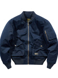 Men's Solid Color Long Sleeve Loose Bomber Jacket Coat