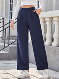 Women's Solid Color Casual Straight Suit Pants