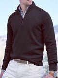 Men's Stand Collar Pullover Ribbed Hem Knitted Sweater