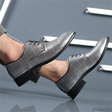 Men's Retro Chic Plaid Lace Up Dress Shoes