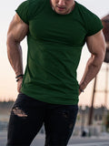 Men's Solid Skintight Sweat Absorbing Gym Shirt