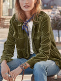 ‌Women's Autumn Velvet Vintage Waist-tightening Lapel Cargo Jacket