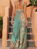 Ethnic Style Floral Printed Female Vintage Jumpsuits