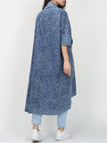Women's Irregular Hem Lapel Cardigan Long Denim Coat