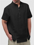 Men's Summer Plain Color Simple Short Sleeve Henley Shirts
