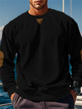 Men's Corduroy Contrast Color Round Neck Long Sleeve Shirt