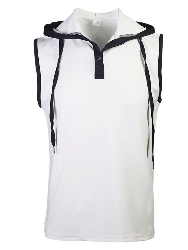 Men's Contrast Color Hooded Vest Shirts