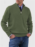 Men's Fall V Neck Half Zip Warm Knit Sweater