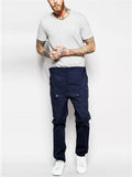 Men's Slim Trendy Solid Color Denim Overalls Jumpsuits