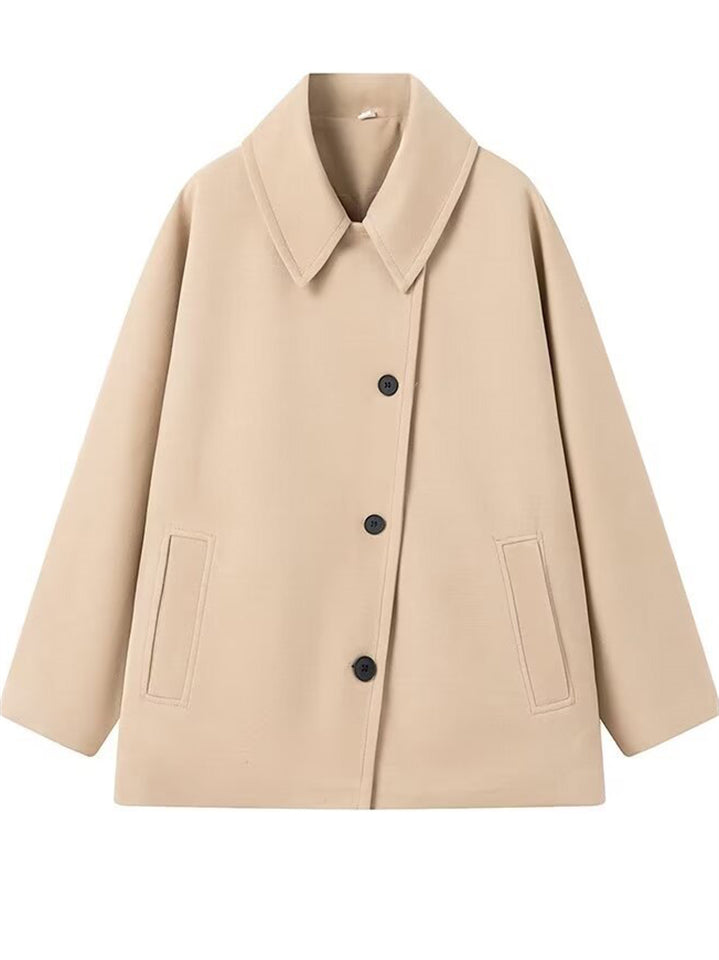Women's Winter Solid Color Lapel Single Breasted Coat
