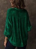 Women Velvet Textured Long Sleeve Button Down Shirts