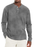 Men's Casual Solid Color Long Sleeve Henley Shirts