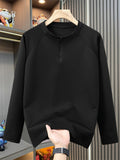 Men's Classic Plus Size Loose Fit Long Sleeve Half-Zip Sweatshirts