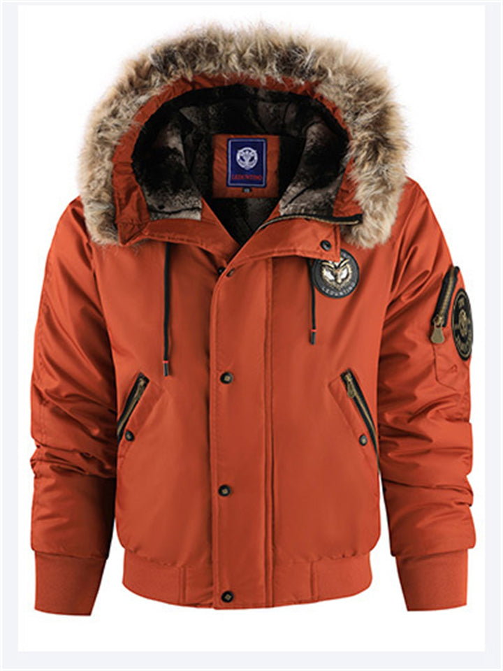 Men's Winter Fleece Lined Warm Parka Coats with Zipper Pockets and Patches