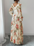 Eelgant Spring Summer Floral Print Ruffled Sleeve Maxi Dress for Women