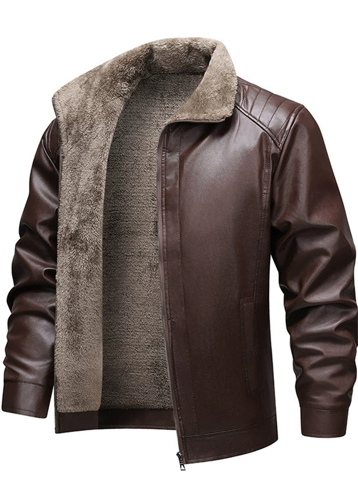 Men's Winter Warm Trendy Fleece Lined Faux Leather Coats