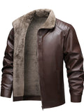 Men's Winter Warm Trendy Fleece Lined Faux Leather Coats