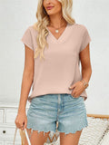 Women's Summer Solid Color V Neck BatWing Sleeve Shirts