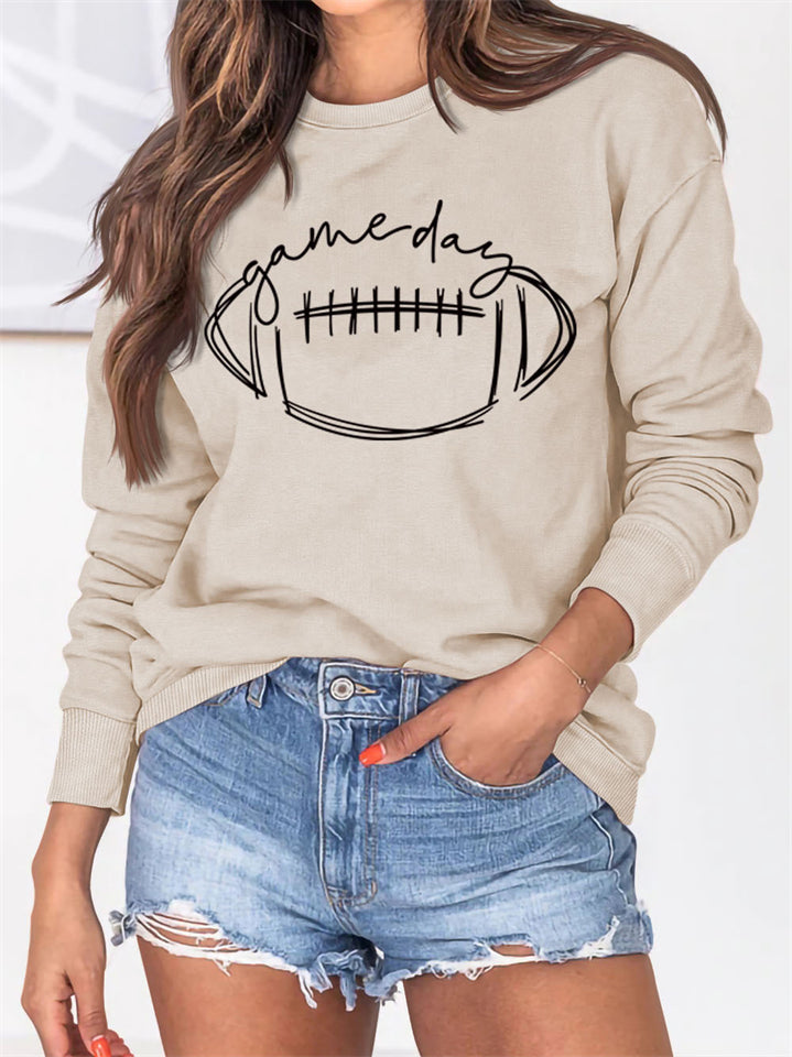 Women's GAME DAY Letter Print Round Neck Long Sleeve Shirts
