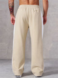 Men's Causal Contrast Color Elastic Waist Sporty Wide Leg Trousers