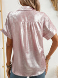 Women's Bling Solid Color Casual Button Up Lapel Blouses