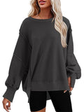 Women's Oversized Crew Neck Side Slit Street Sweatshirt
