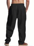 Men's Casual Linen Boho Contrast Color Drawstring Pants