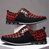 Men's Casual Trendy Faux Leather Flats Lace Up Shoes